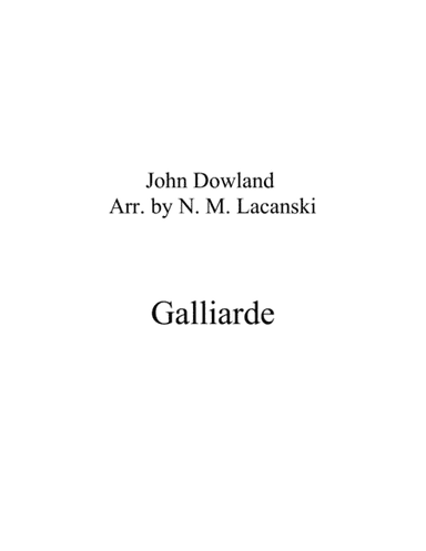 Galliarde (arr. Nick Lacanski)