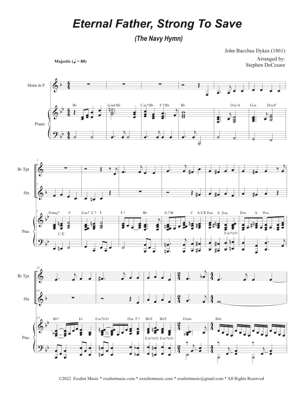 Eternal Father, Strong To Save (The Navy Hymn) (Duet for Bb-Trumpet and French Horn) (arr. Stephen DeCesare)