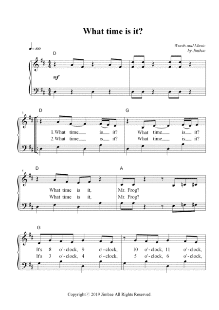 What time is it? (Nursery Rhymes for Easy Piano)