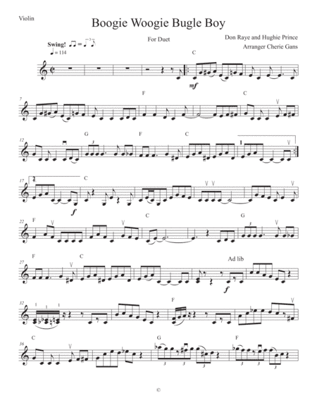 Boogie Woogie Bugle Boy (arr. Cherie and PJ Gans)