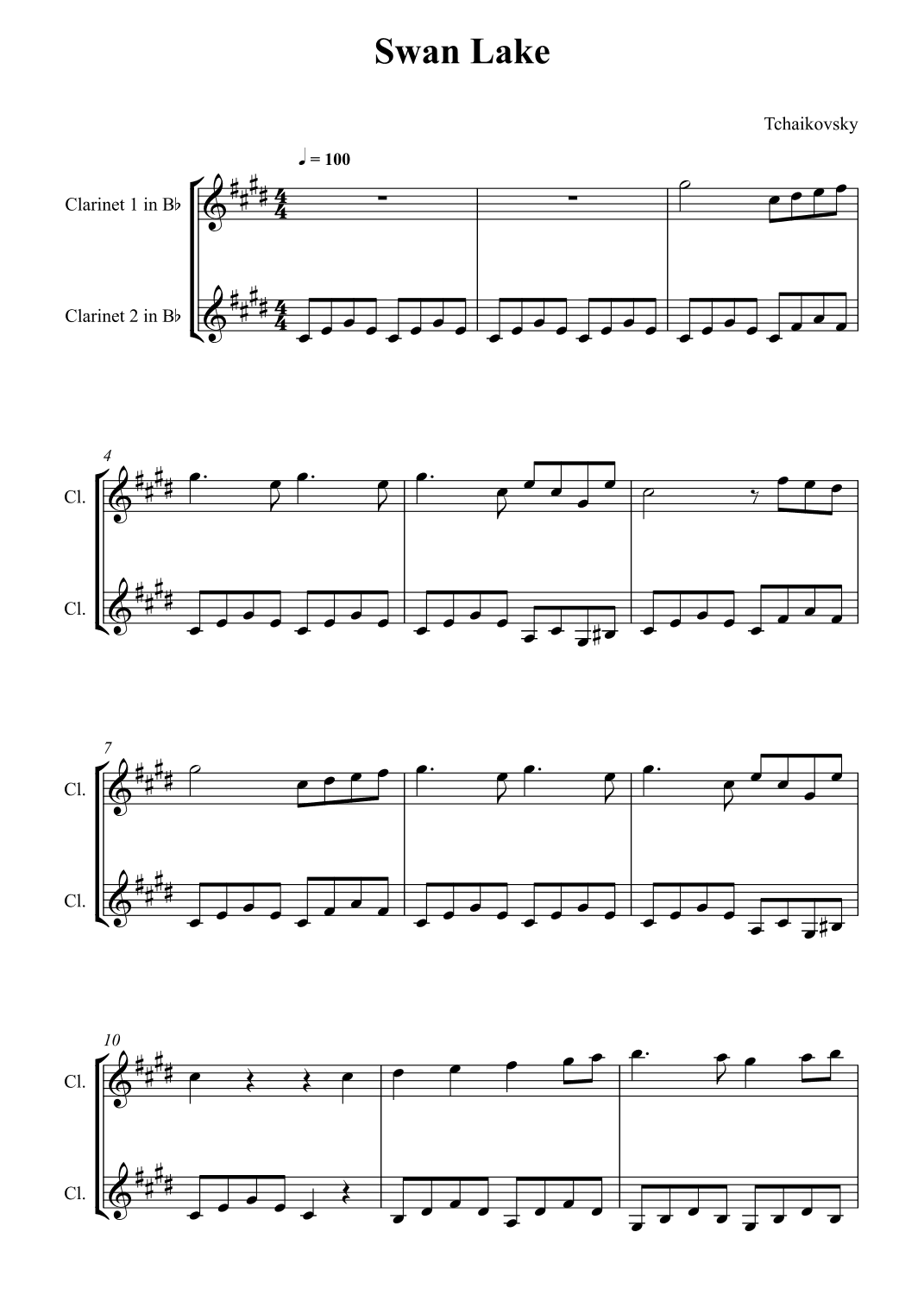 Swan Lake Theme - Tchaikovsky (arr. Wesley S. SIlva)