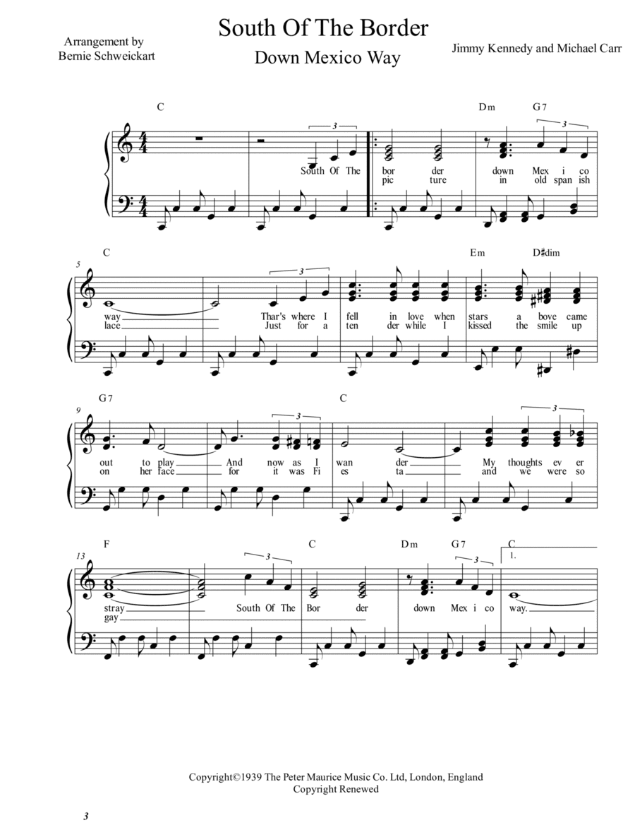 South Of The Border (down Mexico Way) (arr. Bernie Schweickart)