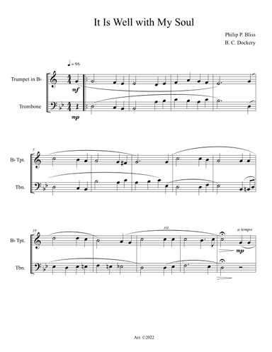 It Is Well with My Soul (Trumpet and Trombone Duet) (arr. B. C. Dockery)