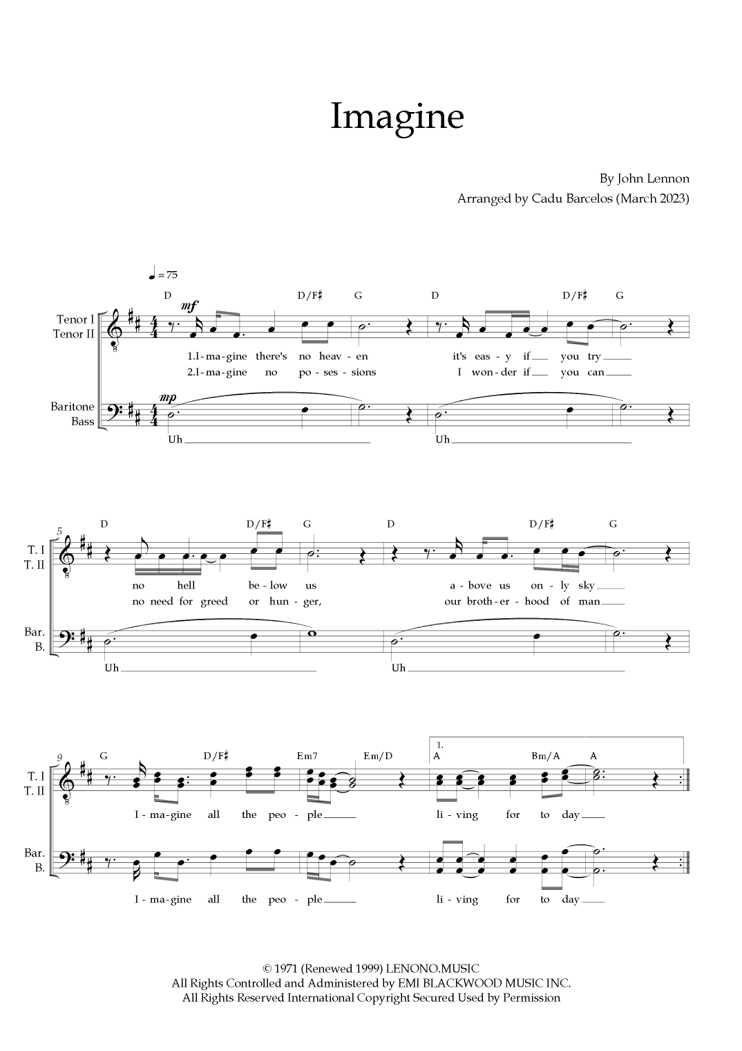 Imagine (arr. Cadu Barcelos)