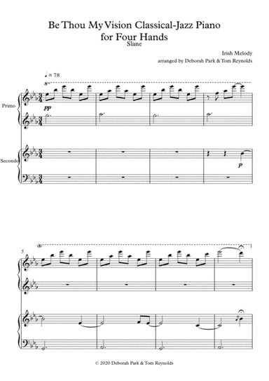 Be Thou My Vision Classical-Jazz Piano for four hands (arr. Deborah Park & Tom Reynolds)
