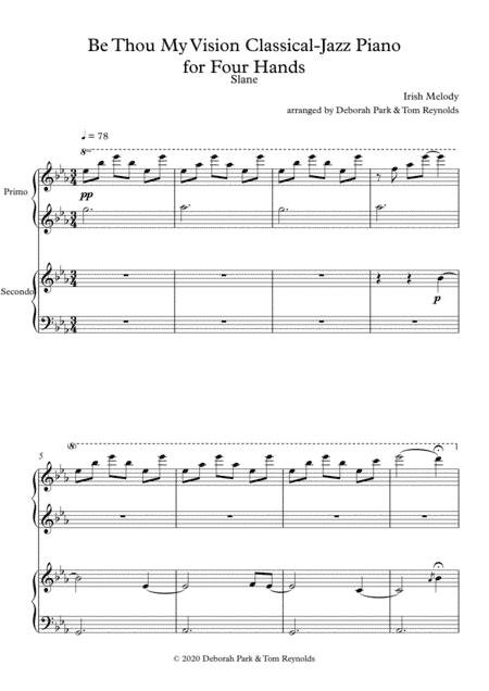 Be Thou My Vision Classical-Jazz Piano for four hands (arr. Deborah Park & Tom Reynolds)