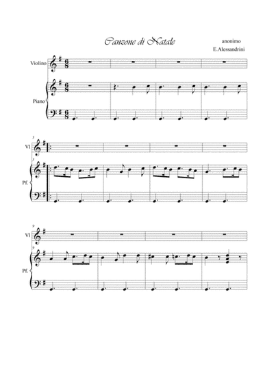 Canzone di Natale. Violin and piano (arr. Ester Alessandrini)