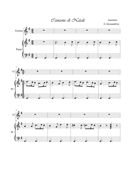 Canzone di Natale. Violin and piano (arr. Ester Alessandrini)