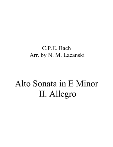 Sonata in E Minor for Alto and String Quartet II. Allegro (arr. Nick Lacanski)