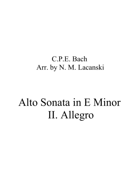 Sonata in E Minor for Alto and String Quartet II. Allegro (arr. Nick Lacanski)