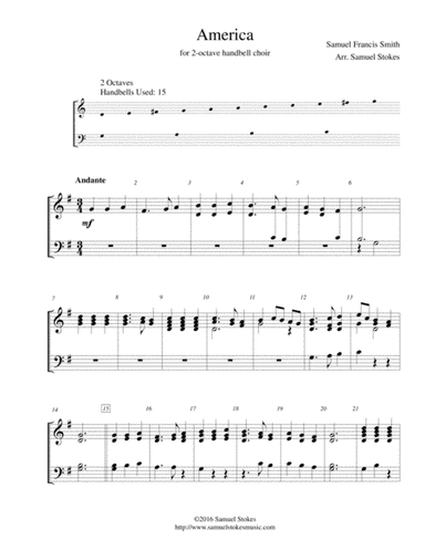 America (My Country, 'Tis of Thee) - for 2-octave handbell choir (arr. Samuel Stokes)