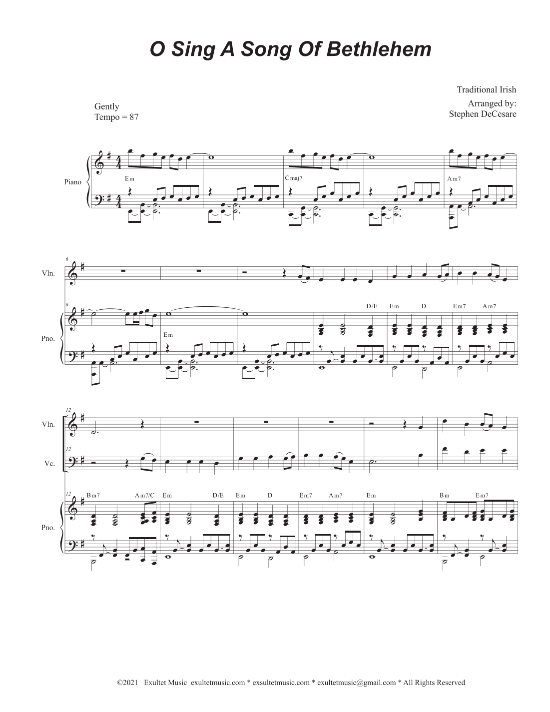 O Sing A Song Of Bethlehem (Duet for Violin and Cello) (arr. Stephen DeCesare)