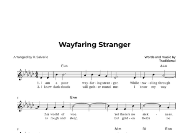 Wayfaring Stranger (Key of E-Flat Minor) (arr. R. Salvario)