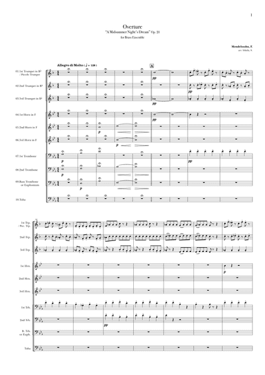 Overture “A Midsummer Night's Dream” Op. 21 for Brass Ensemble (arr. Shinya Ishida)