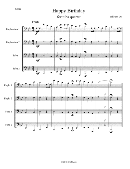 Happy Birthday for tuba quartet (arr. Tim Olt)