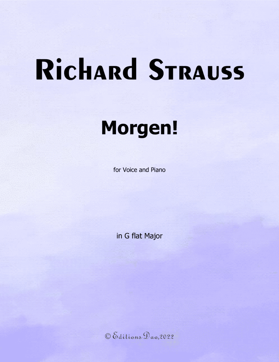 Morgen! by Richard Strauss, in G flat Major (arr. Editions Dao)