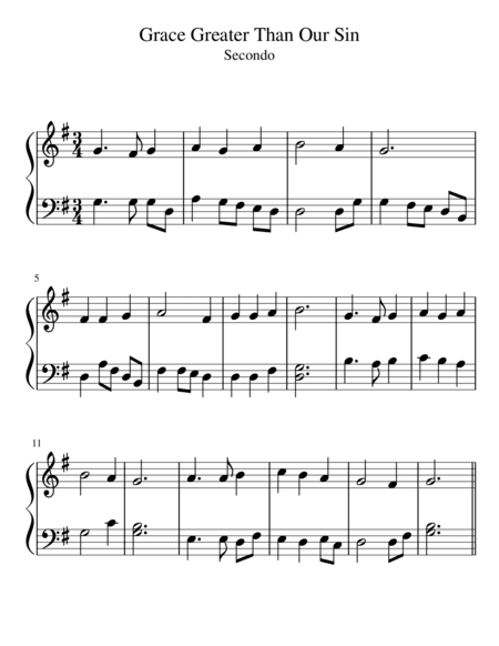 Grace Greater Than Our Sin Duet SECONDO PART (arr. Kendra L. Hockenburry)
