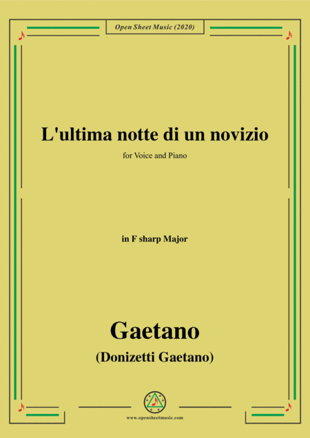 Donizetti-L'ultima notte di un novizio,in F sharp Major,for Voice and Piano (arr. MSM)
