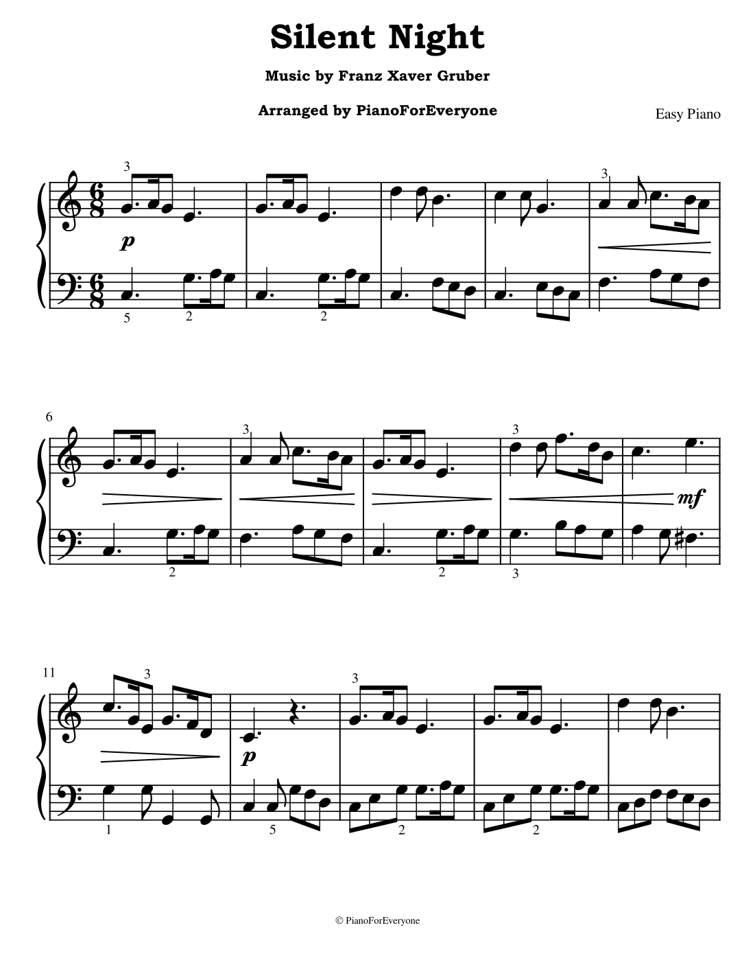 Silent Night (Easy Piano) (arr. PianoForEveryone)