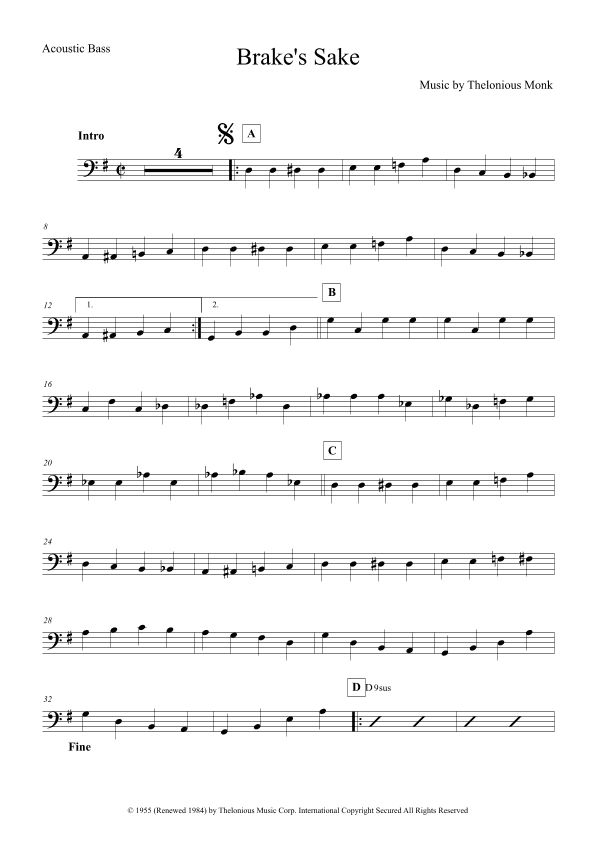 Brake's Sake (arr. The Sheet Music Library)