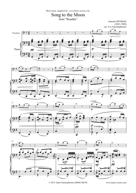 Song to the Moon - Trombone (High range) and Piano (arr. Anne L Christopherson GRSM ARCM)