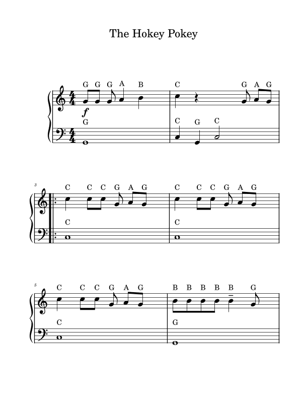 The Hokey Pokey - Easy Piano (With Note Names)