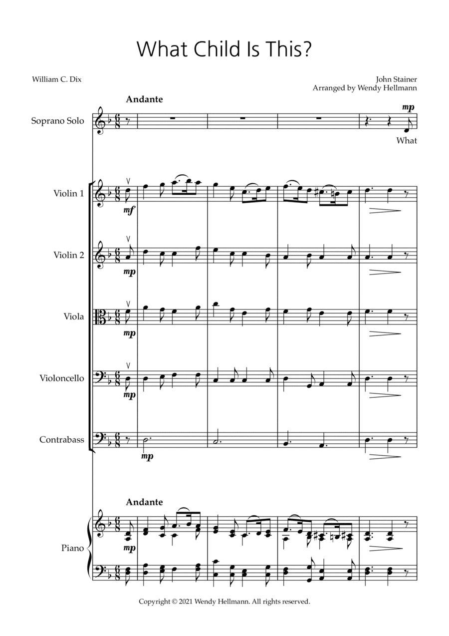 What Child Is This? (for Voice, String Orchestra, Piano) (arr. Wendy Hellmann)