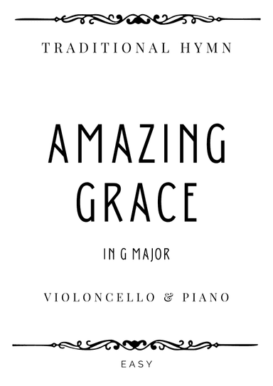 Hymn - Amazing Grace (How Sweet The Sound) in G Major - Easy (arr. Piacere Music Sheets)