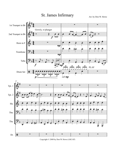 St. James Infirmary (arr. Don W. Howe, ASCAP)