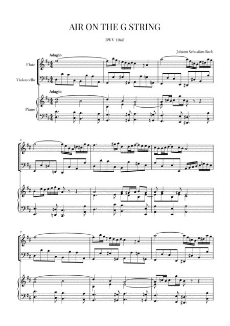 Bach: Air on the G String for Flute, Violoncello and Piano (arr. Cadenza Editions)