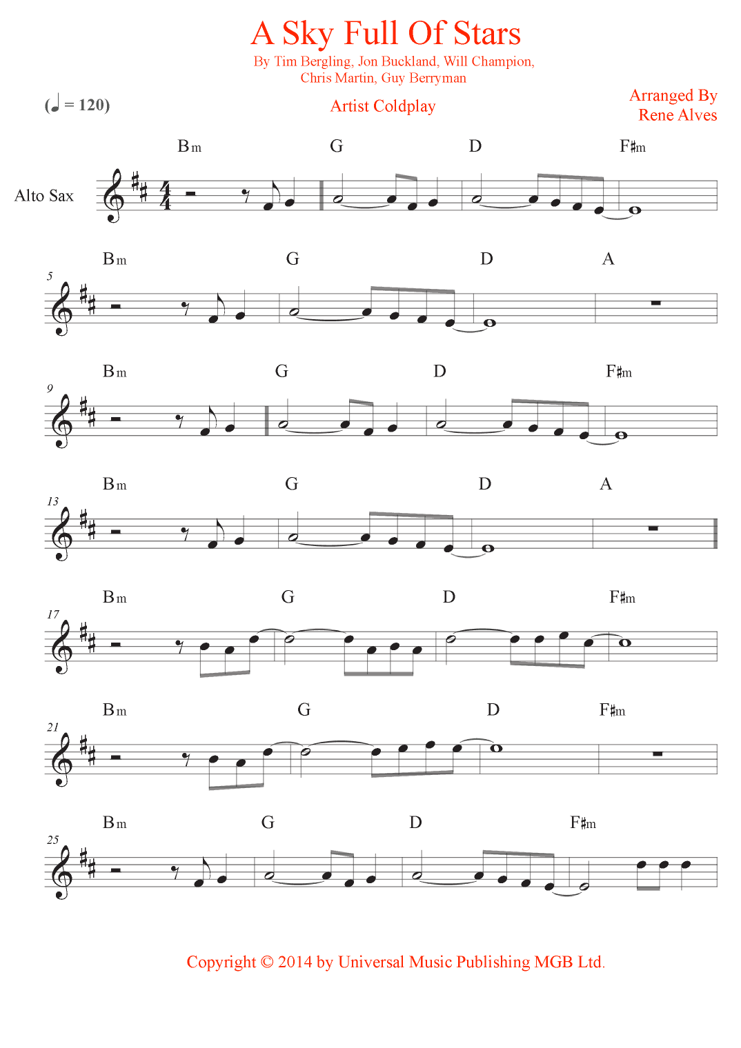 A Sky Full Of Stars (arr. Rene Alves)
