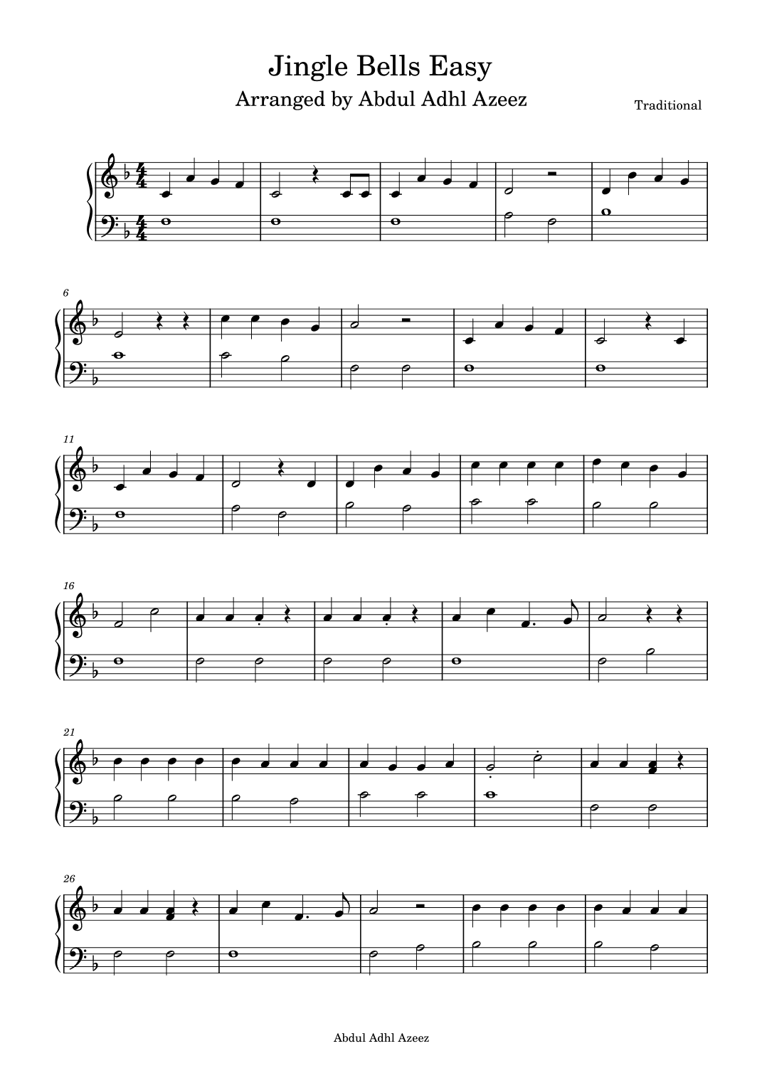 Jingle Bells Easy Beginner (arr. Abdul Adhl Azeez)