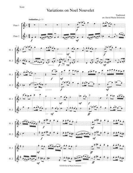 Variations on Noel Nouvelet for flute duo (arr. David Warin Solomons)