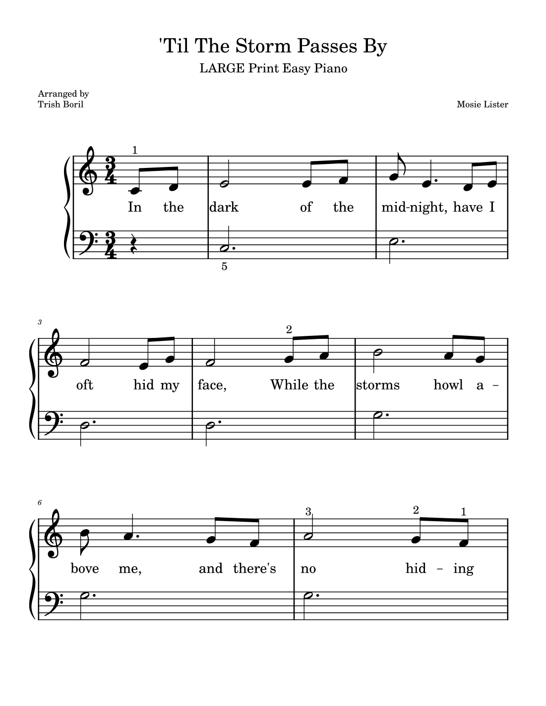 'Til The Storm Passes By • Easy Piano • LARGE PRINT FORMAT (arr. Trish Boril)