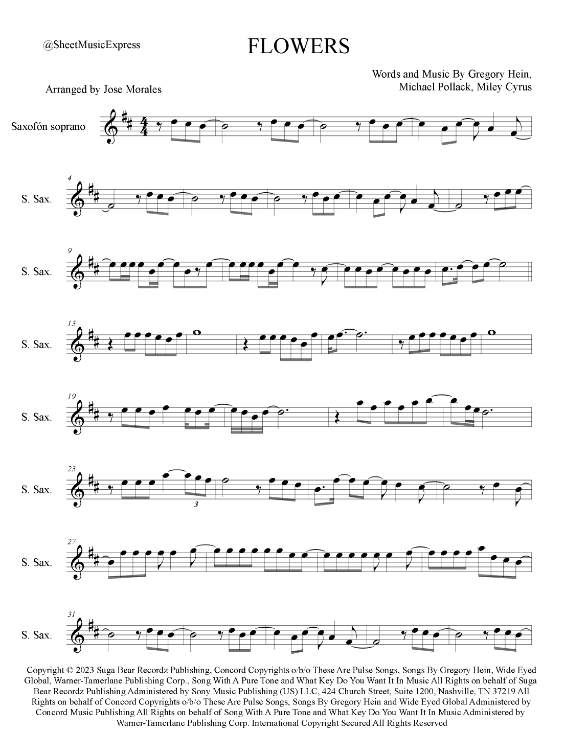 Flowers (arr. Sheet Music Express)