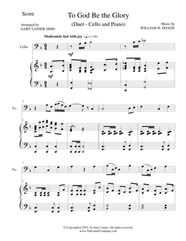 TO GOD BE THE GLORY (Duet – Cello and Piano/Score and Parts) (arr. Gary Lanier)