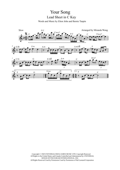 Your Song (arr. Miranda Wong)