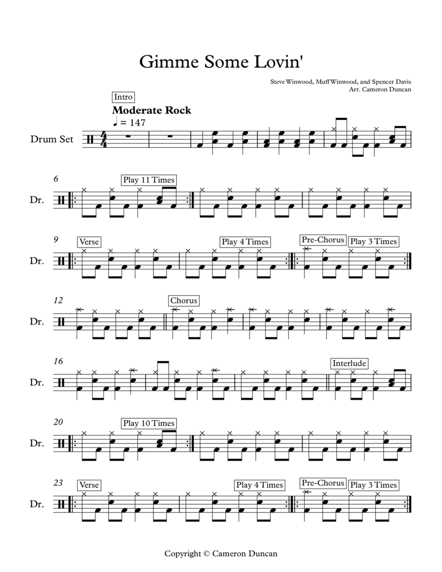 Gimme Some Lovin' (arr. Cameron Duncan)
