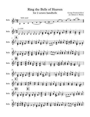 Ring the Bells of Heaven for 2 Octave Handbells - Score Only (arr. Robert C Walshe)