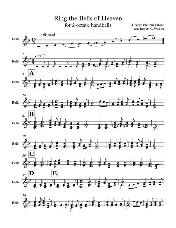 Ring the Bells of Heaven for 2 Octave Handbells - Score Only (arr. Robert C Walshe)