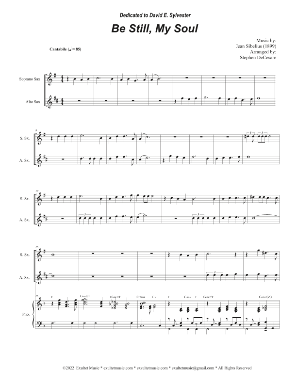 Be Still, My Soul (Duet for Soprano and Alto Saxophone) (arr. Stephen DeCesare)
