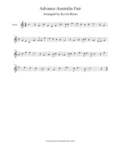 Advance Australia Fair - Violin (arr. Kevin Busse)