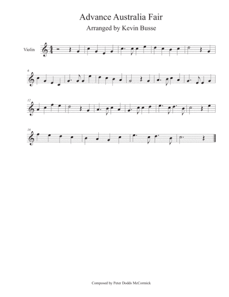 Advance Australia Fair - Violin (arr. Kevin Busse)