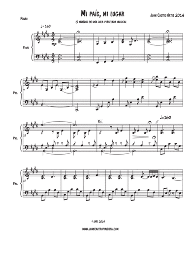 "Mi país, mi lugar" Bomba - Pasillo - Piano Solo - Juan Castro Pianista.