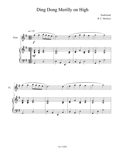 Ding Dong Merrily on High (Flute Solo with Piano Accompaniment) (arr. B. C. Dockery)