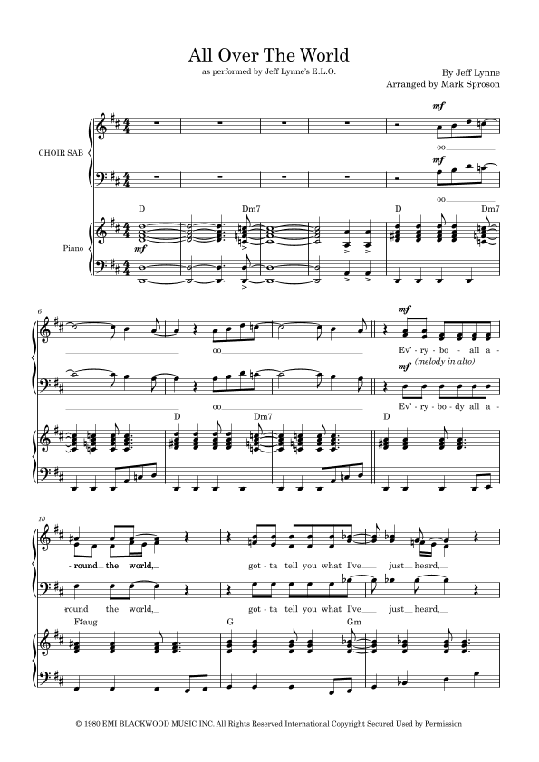 All Over The World (arr. Mark Sproson)