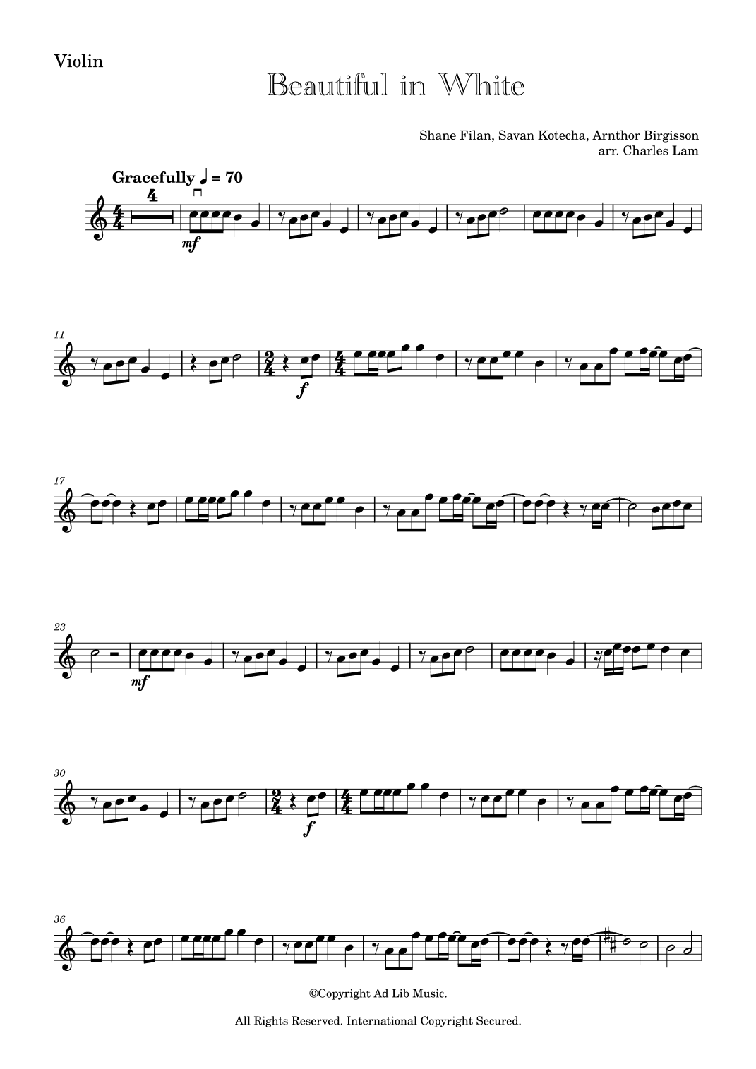 Beautiful In White (arr. Charles Lam)