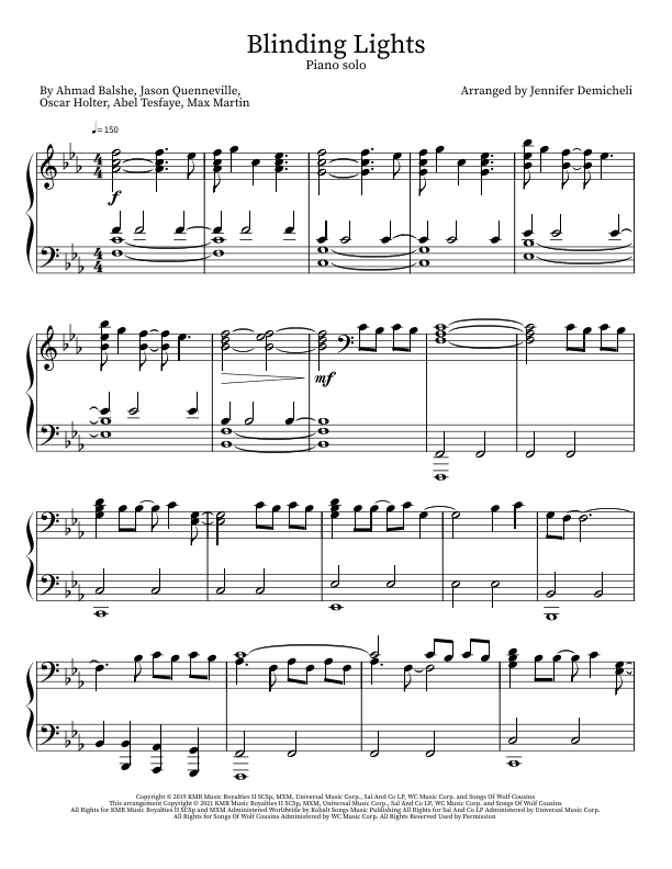 Blinding Lights (arr. Jennifer Demicheli)