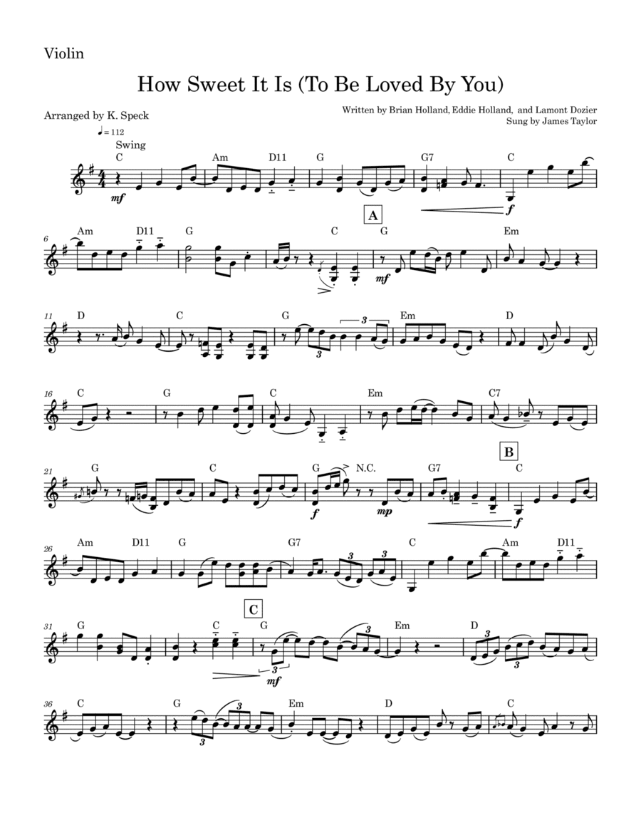 How Sweet It Is (to Be Loved By You) (arr. K. Speck)