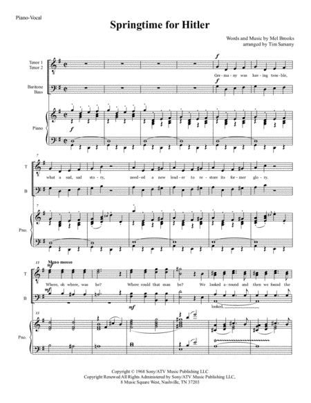 Springtime For Hitler (arr. Tim Sarsany)
